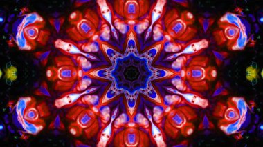 Soyut boya fırça mürekkep patlayabilir formanın düzgün kavramı simetrik desen süs dekoratif Kaleidoscope hareketi geometrik daire ve yıldız şekli