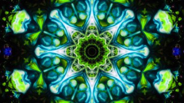 Soyut boya fırça mürekkep patlayabilir formanın düzgün kavramı simetrik desen süs dekoratif Kaleidoscope hareketi geometrik daire ve yıldız şekli