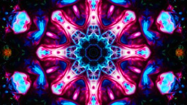 Soyut boya fırça mürekkep patlayabilir formanın düzgün kavramı simetrik desen süs dekoratif Kaleidoscope hareketi geometrik daire ve yıldız şekli