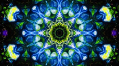 Soyut boya fırça mürekkep patlayabilir formanın düzgün kavramı simetrik desen süs dekoratif Kaleidoscope hareketi geometrik daire ve yıldız şekli