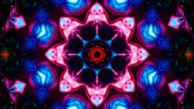 Soyut boya fırça mürekkep patlayabilir formanın düzgün kavramı simetrik desen süs dekoratif Kaleidoscope hareketi geometrik daire ve yıldız şekli