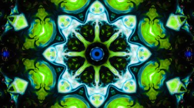 Soyut boya fırça mürekkep patlayabilir formanın düzgün kavramı simetrik desen süs dekoratif Kaleidoscope hareketi geometrik daire ve yıldız şekli