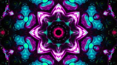 Soyut boya fırça mürekkep patlayabilir formanın düzgün kavramı simetrik desen süs dekoratif Kaleidoscope hareketi geometrik daire ve yıldız şekli