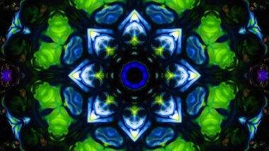 Soyut boya fırça mürekkep patlayabilir formanın düzgün kavramı simetrik desen süs dekoratif Kaleidoscope hareketi geometrik daire ve yıldız şekli