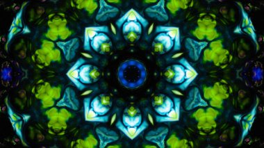 Soyut boya fırça mürekkep patlayabilir formanın düzgün kavramı simetrik desen süs dekoratif Kaleidoscope hareketi geometrik daire ve yıldız şekli