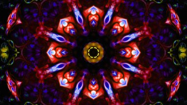 Soyut boya fırça mürekkep patlayabilir formanın düzgün kavramı simetrik desen süs dekoratif Kaleidoscope hareketi geometrik daire ve yıldız şekli