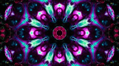 Soyut boya fırça mürekkep patlayabilir formanın düzgün kavramı simetrik desen süs dekoratif Kaleidoscope hareketi geometrik daire ve yıldız şekli