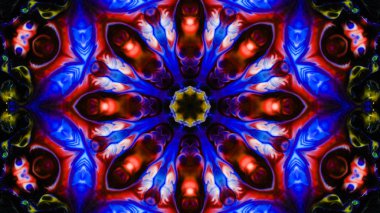 Soyut boya fırça mürekkep patlayabilir formanın düzgün kavramı simetrik desen süs dekoratif Kaleidoscope hareketi geometrik daire ve yıldız şekli