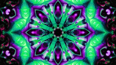 Soyut boya fırça mürekkep patlayabilir formanın düzgün kavramı simetrik desen süs dekoratif Kaleidoscope hareketi geometrik daire ve yıldız şekli