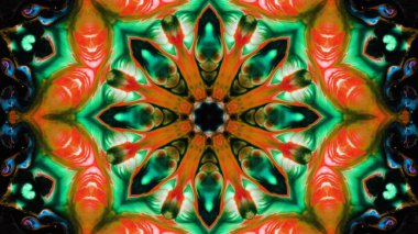 Soyut boya fırça mürekkep patlayabilir formanın düzgün kavramı simetrik desen süs dekoratif Kaleidoscope hareketi geometrik daire ve yıldız şekli