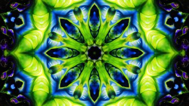 Soyut boya fırça mürekkep patlayabilir formanın düzgün kavramı simetrik desen süs dekoratif Kaleidoscope hareketi geometrik daire ve yıldız şekli