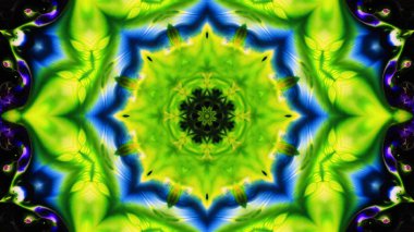 Soyut boya fırça mürekkep patlayabilir formanın düzgün kavramı simetrik desen süs dekoratif Kaleidoscope hareketi geometrik daire ve yıldız şekli