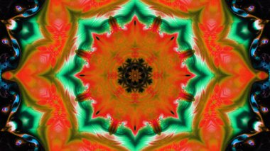 Soyut boya fırça mürekkep patlayabilir formanın düzgün kavramı simetrik desen süs dekoratif Kaleidoscope hareketi geometrik daire ve yıldız şekli