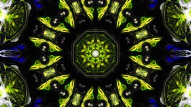 Soyut boya fırça mürekkep patlayabilir formanın düzgün kavramı simetrik desen süs dekoratif Kaleidoscope hareketi geometrik daire ve yıldız şekli