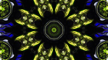 Soyut boya fırça mürekkep patlayabilir formanın düzgün kavramı simetrik desen süs dekoratif Kaleidoscope hareketi geometrik daire ve yıldız şekli