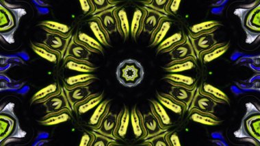 Soyut boya fırça mürekkep patlayabilir formanın düzgün kavramı simetrik desen süs dekoratif Kaleidoscope hareketi geometrik daire ve yıldız şekli