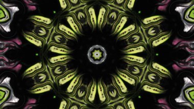 Soyut boya fırça mürekkep patlayabilir formanın düzgün kavramı simetrik desen süs dekoratif Kaleidoscope hareketi geometrik daire ve yıldız şekli