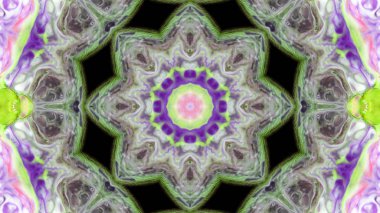 Soyut boya fırça mürekkep patlayabilir formanın düzgün kavramı simetrik desen süs dekoratif Kaleidoscope hareketi geometrik daire ve yıldız şekli