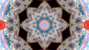 Soyut boya fırça mürekkep patlayabilir formanın düzgün kavramı simetrik desen süs dekoratif Kaleidoscope hareketi geometrik daire ve yıldız şekli