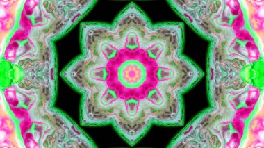 Soyut boya fırça mürekkep patlayabilir formanın düzgün kavramı simetrik desen süs dekoratif Kaleidoscope hareketi geometrik daire ve yıldız şekli