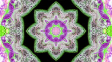 Soyut boya fırça mürekkep patlayabilir formanın düzgün kavramı simetrik desen süs dekoratif Kaleidoscope hareketi geometrik daire ve yıldız şekli