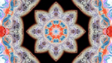Soyut boya fırça mürekkep patlayabilir formanın düzgün kavramı simetrik desen süs dekoratif Kaleidoscope hareketi geometrik daire ve yıldız şekli