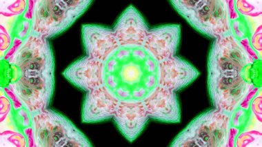 Soyut boya fırça mürekkep patlayabilir formanın düzgün kavramı simetrik desen süs dekoratif Kaleidoscope hareketi geometrik daire ve yıldız şekli