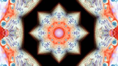 Soyut boya fırça mürekkep patlayabilir formanın düzgün kavramı simetrik desen süs dekoratif Kaleidoscope hareketi geometrik daire ve yıldız şekli