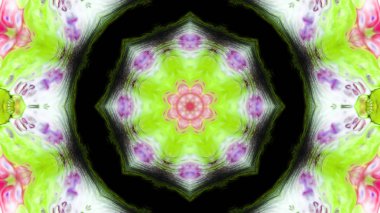 Soyut boya fırça mürekkep patlayabilir formanın düzgün kavramı simetrik desen süs dekoratif Kaleidoscope hareketi geometrik daire ve yıldız şekli