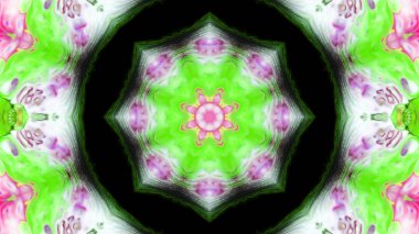 Soyut boya fırça mürekkep patlayabilir formanın düzgün kavramı simetrik desen süs dekoratif Kaleidoscope hareketi geometrik daire ve yıldız şekli