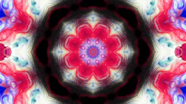 Soyut boya fırça mürekkep patlayabilir formanın düzgün kavramı simetrik desen süs dekoratif Kaleidoscope hareketi geometrik daire ve yıldız şekli