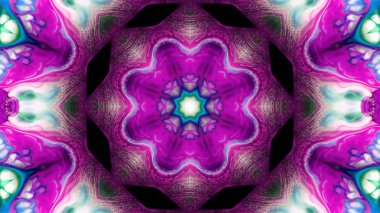 Soyut boya fırça mürekkep patlayabilir formanın düzgün kavramı simetrik desen süs dekoratif Kaleidoscope hareketi geometrik daire ve yıldız şekli