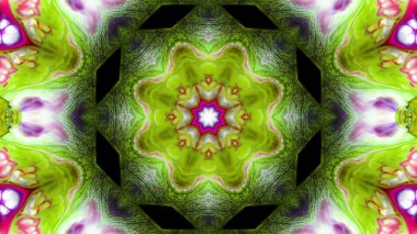 Soyut boya fırça mürekkep patlayabilir formanın düzgün kavramı simetrik desen süs dekoratif Kaleidoscope hareketi geometrik daire ve yıldız şekli