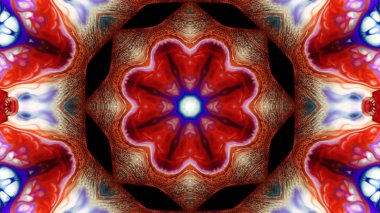 Soyut boya fırça mürekkep patlayabilir formanın düzgün kavramı simetrik desen süs dekoratif Kaleidoscope hareketi geometrik daire ve yıldız şekli