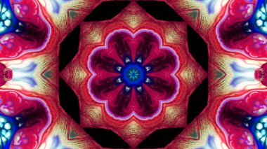 Soyut boya fırça mürekkep patlayabilir formanın düzgün kavramı simetrik desen süs dekoratif Kaleidoscope hareketi geometrik daire ve yıldız şekli