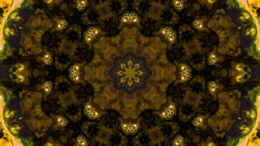 Soyut boya fırça mürekkep patlayabilir formanın düzgün kavramı simetrik desen süs dekoratif Kaleidoscope hareketi geometrik daire ve yıldız şekli