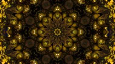 Soyut boya fırça mürekkep patlayabilir formanın düzgün kavramı simetrik desen süs dekoratif Kaleidoscope hareketi geometrik daire ve yıldız şekli