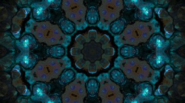 Soyut boya fırça mürekkep patlayabilir formanın düzgün kavramı simetrik desen süs dekoratif Kaleidoscope hareketi geometrik daire ve yıldız şekli