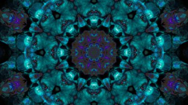 Soyut boya fırça mürekkep patlayabilir formanın düzgün kavramı simetrik desen süs dekoratif Kaleidoscope hareketi geometrik daire ve yıldız şekli