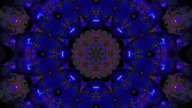 Soyut boya fırça mürekkep patlayabilir formanın düzgün kavramı simetrik desen süs dekoratif Kaleidoscope hareketi geometrik daire ve yıldız şekli