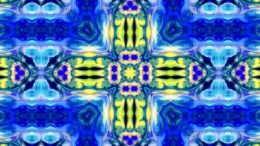 Soyut boya fırça mürekkep patlayabilir formanın düzgün kavramı simetrik desen süs dekoratif Kaleidoscope hareketi geometrik daire ve yıldız şekli