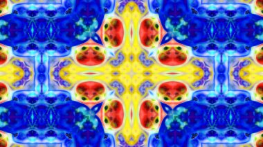 Soyut boya fırça mürekkep patlayabilir formanın düzgün kavramı simetrik desen süs dekoratif Kaleidoscope hareketi geometrik daire ve yıldız şekli