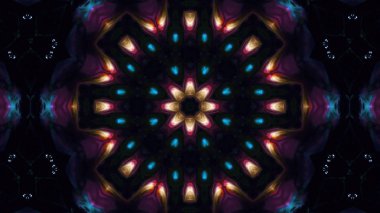 Soyut boya fırça mürekkep patlayabilir formanın düzgün kavramı simetrik desen süs dekoratif Kaleidoscope hareketi geometrik daire ve yıldız şekli