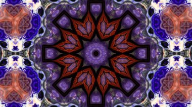 Soyut boya fırça mürekkep patlayabilir formanın düzgün kavramı simetrik desen süs dekoratif Kaleidoscope hareketi geometrik daire ve yıldız şekli