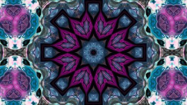 Soyut boya fırça mürekkep patlayabilir formanın düzgün kavramı simetrik desen süs dekoratif Kaleidoscope hareketi geometrik daire ve yıldız şekli