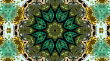 Soyut boya fırça mürekkep patlayabilir formanın düzgün kavramı simetrik desen süs dekoratif Kaleidoscope hareketi geometrik daire ve yıldız şekli