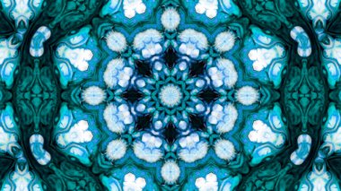 Soyut boya fırça mürekkep patlayabilir formanın düzgün kavramı simetrik desen süs dekoratif Kaleidoscope hareketi geometrik daire ve yıldız şekli