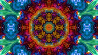 Soyut boya fırça mürekkep patlayabilir formanın düzgün kavramı simetrik desen süs dekoratif Kaleidoscope hareketi geometrik daire ve yıldız şekli