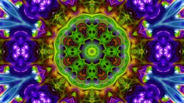 Soyut boya fırça mürekkep patlayabilir formanın düzgün kavramı simetrik desen süs dekoratif Kaleidoscope hareketi geometrik daire ve yıldız şekli