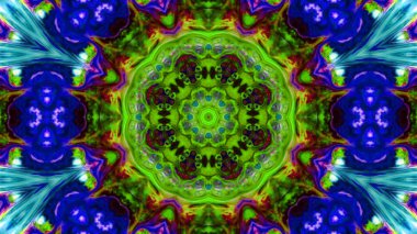 Soyut boya fırça mürekkep patlayabilir formanın düzgün kavramı simetrik desen süs dekoratif Kaleidoscope hareketi geometrik daire ve yıldız şekli